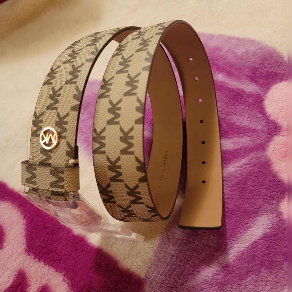 Michael Kors Signature Logo Print Belt Size M